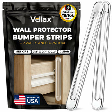 Vellax Clear Silicone Wall Protector Strips 3.5x0.7x0.2in 8 Count