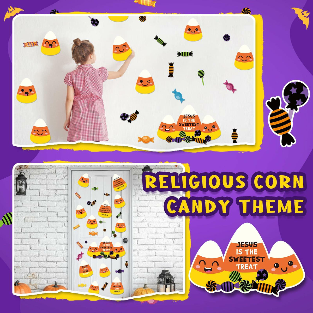 29PCS Christian Halloween Candy Corn Classroom Door Bulletin Board Decor