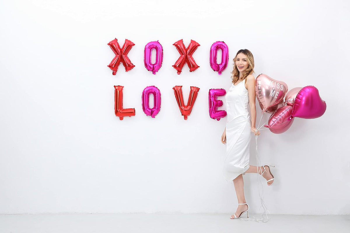 Giga Gud XOXO LOVE Letters Foil Balloon 16 Inch Pink Red 1 Pc