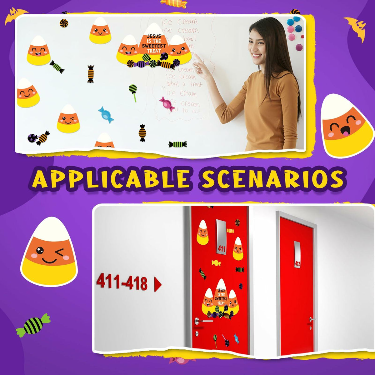29PCS Christian Halloween Candy Corn Classroom Door Bulletin Board Decor