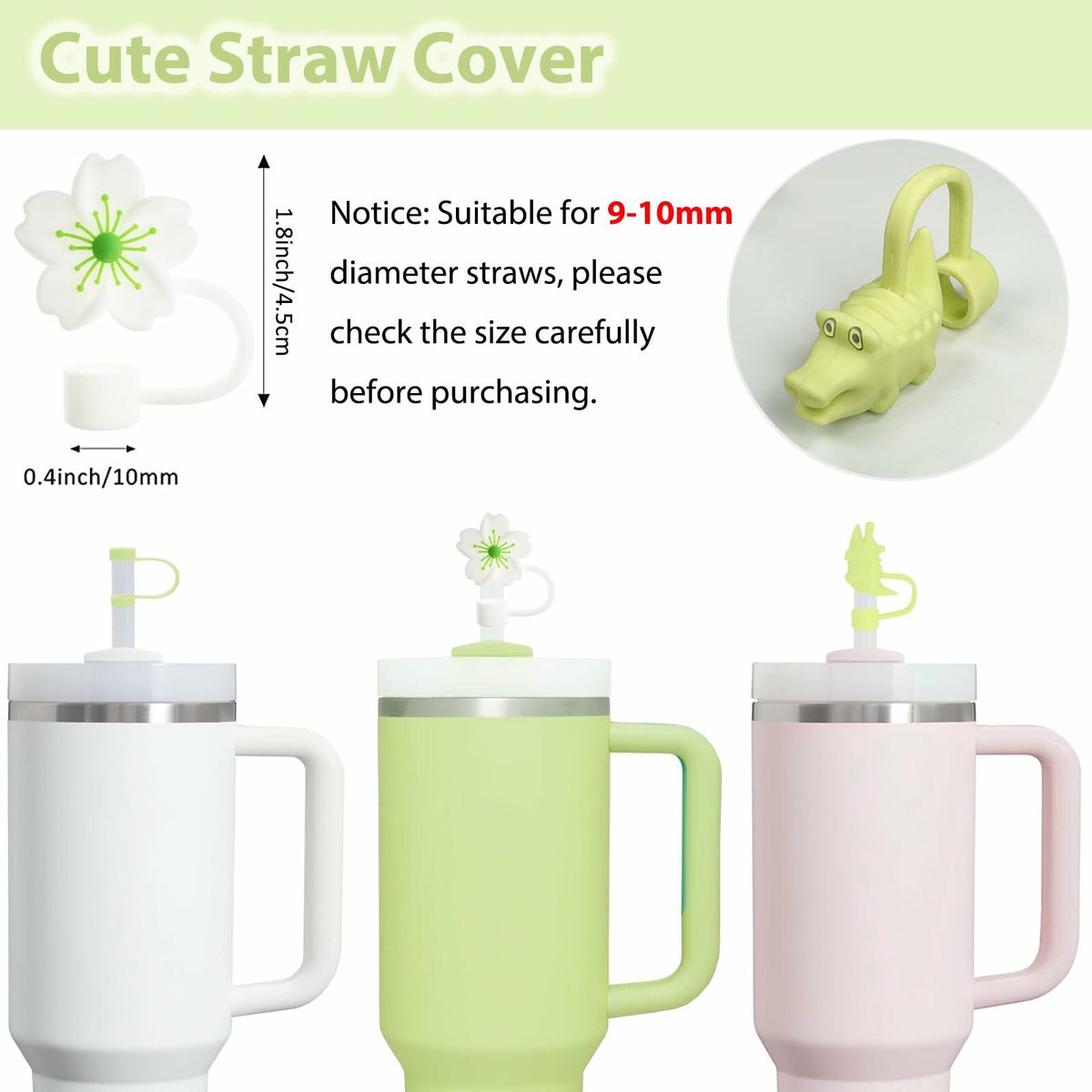 9PCS Stanley Cup Accessories Set Spill Stopper Straw Cover Boot Citron