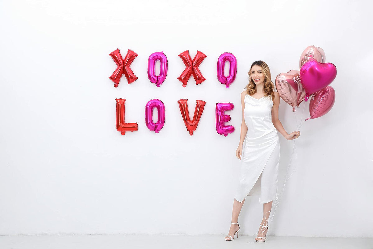 Giga Gud XOXO LOVE Letters Foil Balloon 16 Inch Pink Red 1 Pc