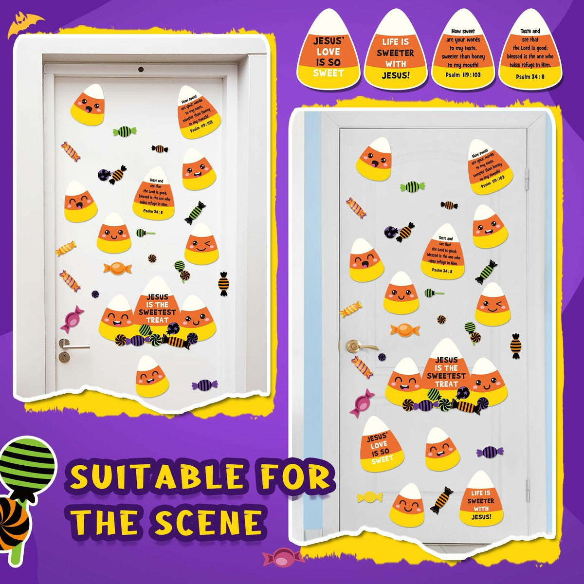 29PCS Christian Halloween Candy Corn Classroom Door Bulletin Board Decor