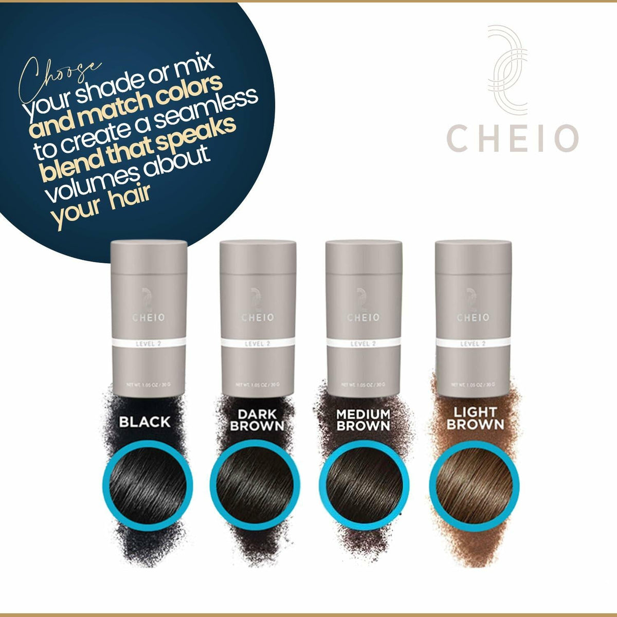 Cheio Hair Thickening Fibers 30g Level 2 Medium Brown Keratin Fibers