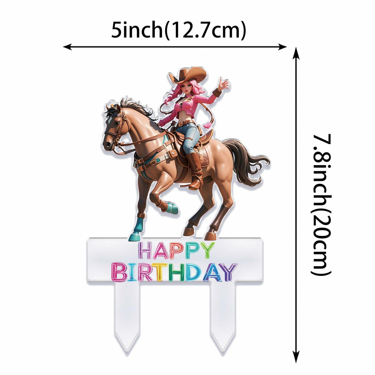 Palegg Cowgirl Cake Topper Western Party Supplies Brown Orange Red Acrylic