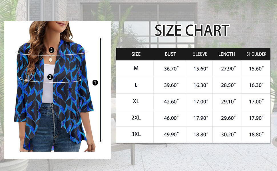 IsPICK Women’s Cardigan Lightweight Summer Flower Ruffles Striped Blue Black L