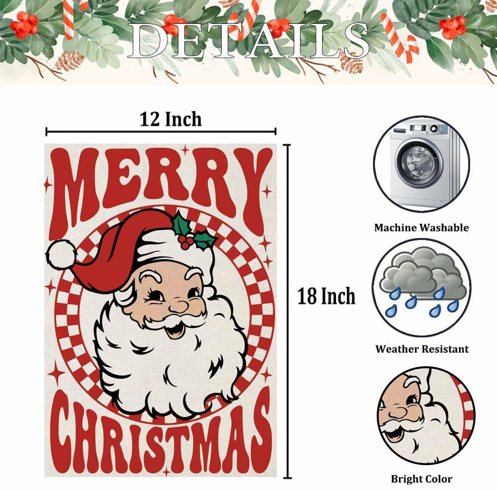 Fapulee Merry Christmas Garden Flag 12x18 Double Sided Santa Outdoor