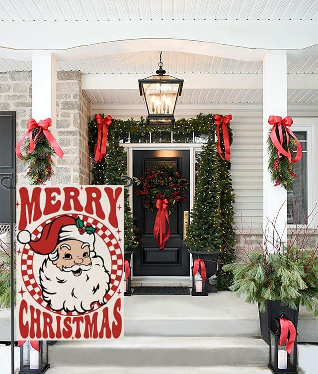 Fapulee Merry Christmas Garden Flag 12x18 Double Sided Santa Outdoor