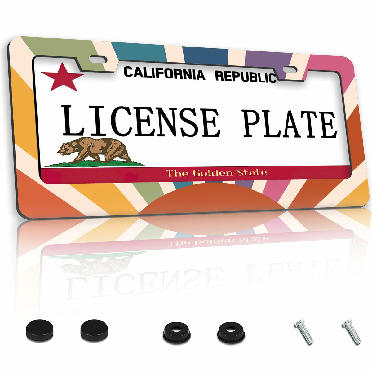 TUBAMQ Groovy Sun Aluminum License Plate Frame Rustproof US Canada Std