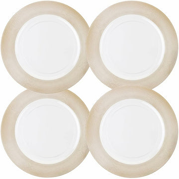 Elegant White Plastic Charger Plates 13" Pack of 4 Durable Dining Decor