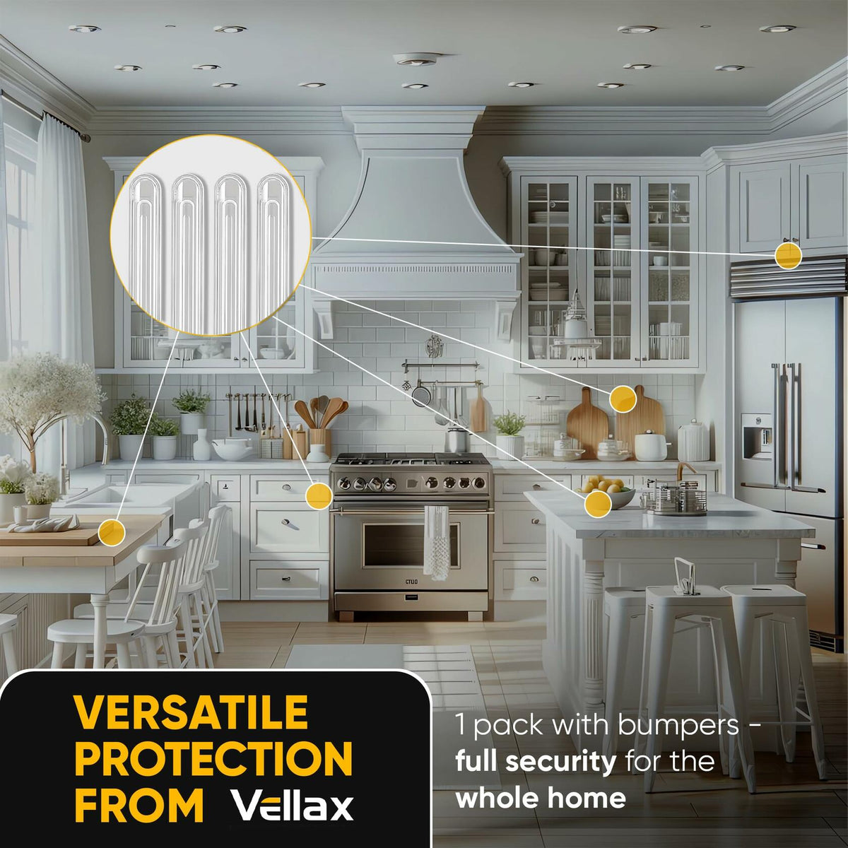 Vellax Clear Silicone Wall Protector Strips 3.5x0.7x0.2in 8 Count