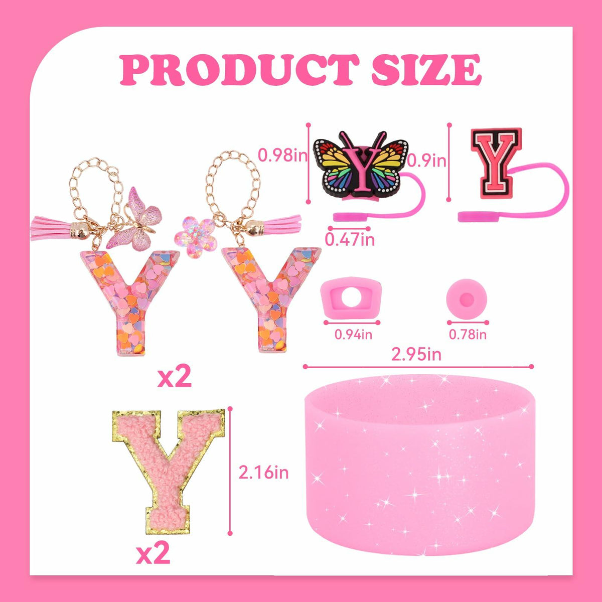 Liangang 9PCS Pink Stanley Cup Accessories Set for 30oz & 40oz Cups