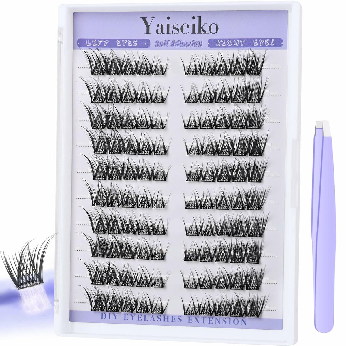 Yaiseiko Self Adhesive Lash Clusters Natural Look 100Pcs 8-16MM