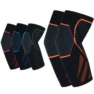 CYCLXY Tennis Elbow Compression Sleeves Arm Guards Black/Orange Size L