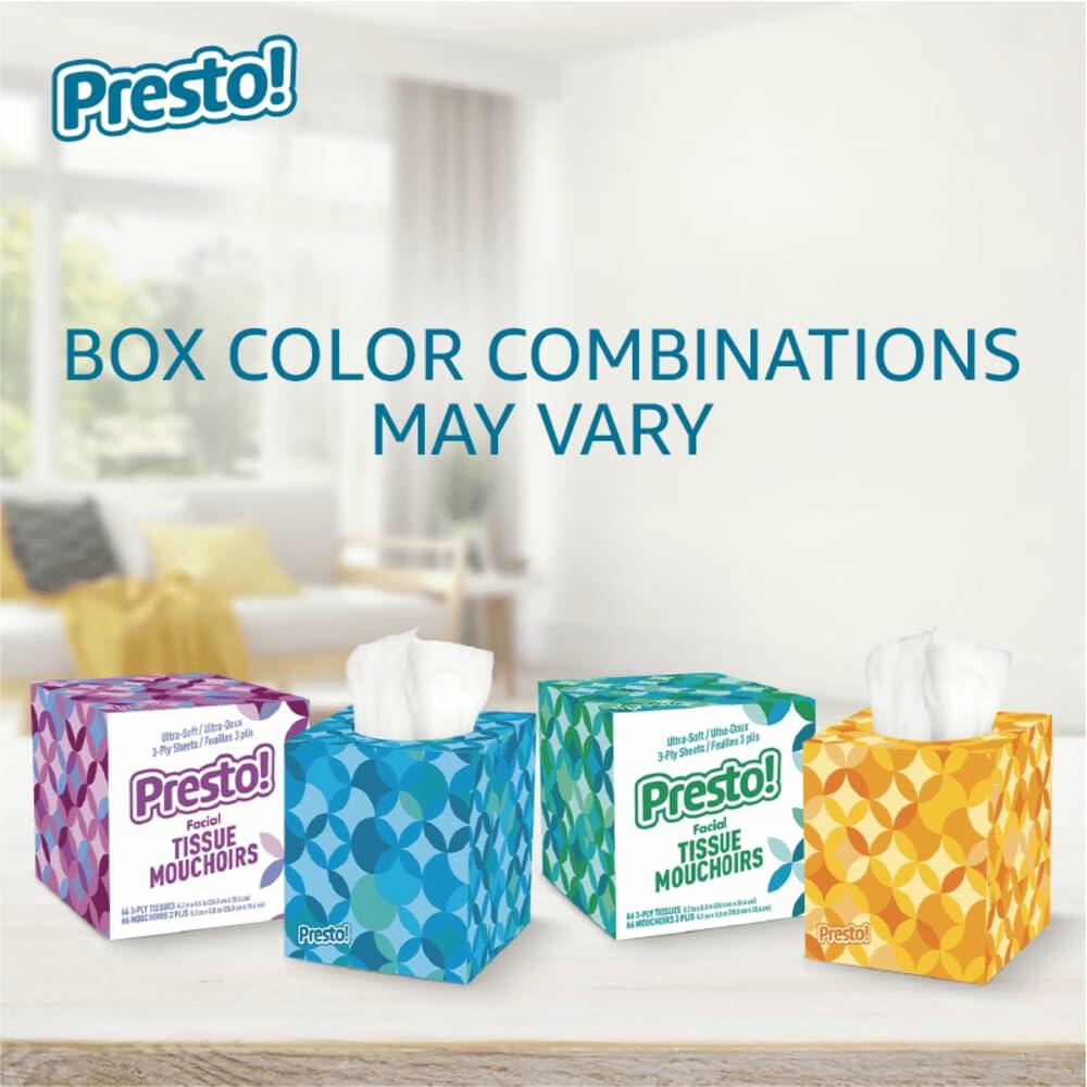 Amazon Presto! Ultra-Soft 3-Ply Facial Tissues 264 Count White 4 Packs