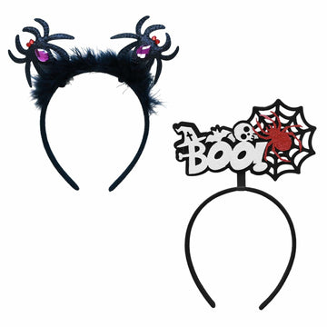 Qiexuxing Halloween Spider Headband 2-Pack Black Felt Fabric One Size
