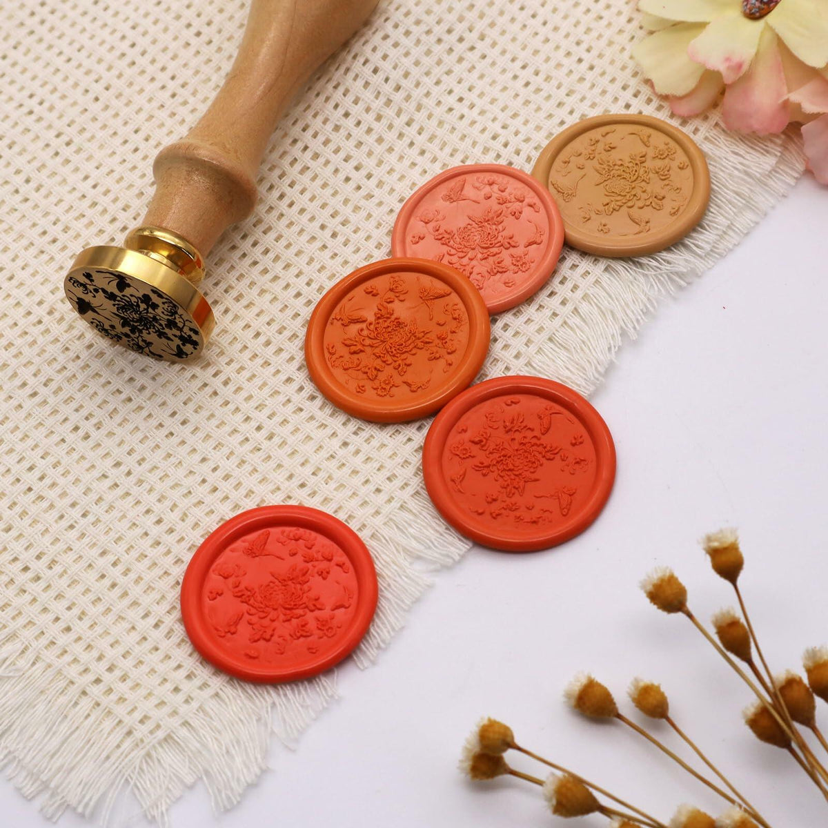 QINGNING Animalia Butterfly Wax Seal Stamp Laser Engraved Brass Head