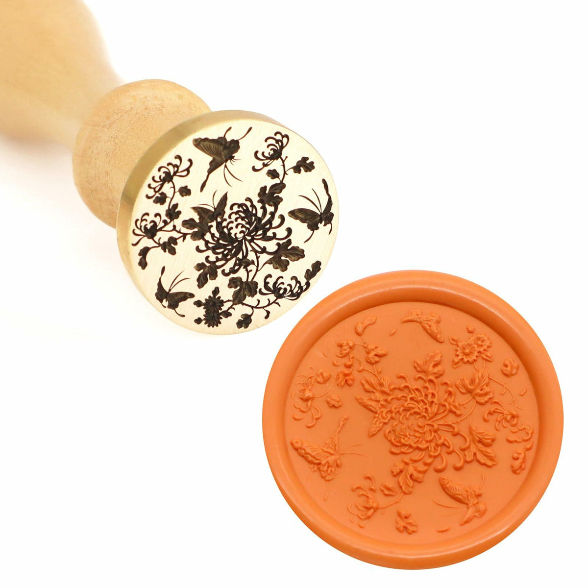 QINGNING Animalia Butterfly Wax Seal Stamp Laser Engraved Brass Head