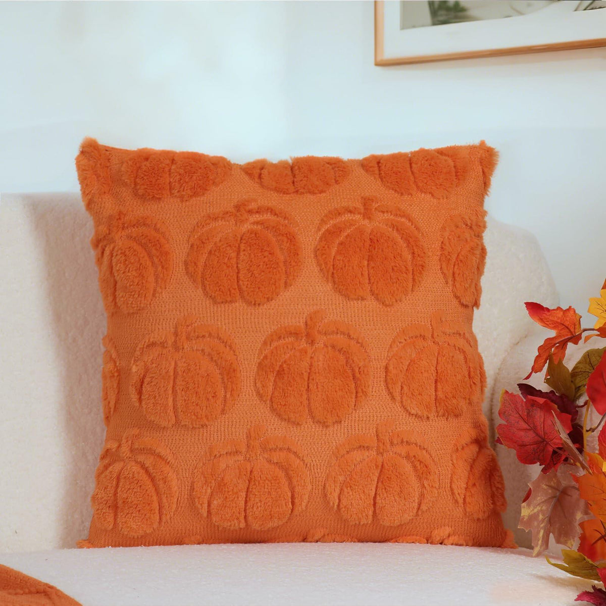Hongsome Fall Pumpkin Decor Throw Pillow Covers 18x18in Set of 2 Orange