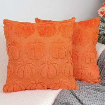 Hongsome Fall Pumpkin Decor Throw Pillow Covers 18x18in Set of 2 Orange