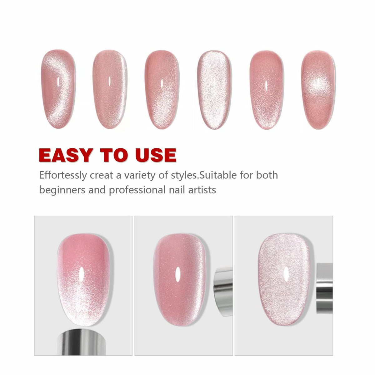 EVKILKJS 2PCS Cat Eye Magnet for Nails Silver Double-Head Nail Art Tool