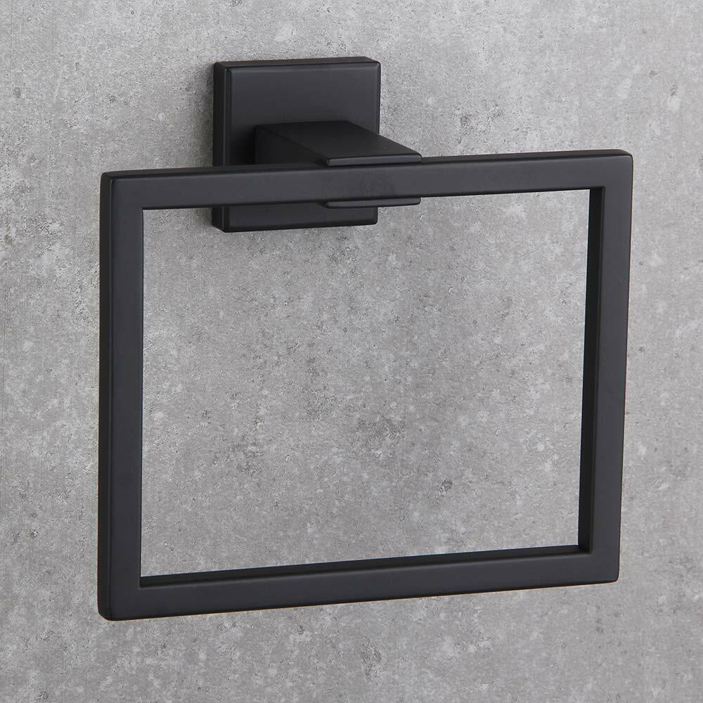 BEIGEEWY Stainless Steel Towel Ring – Wall Mount, Black, Heavy Duty