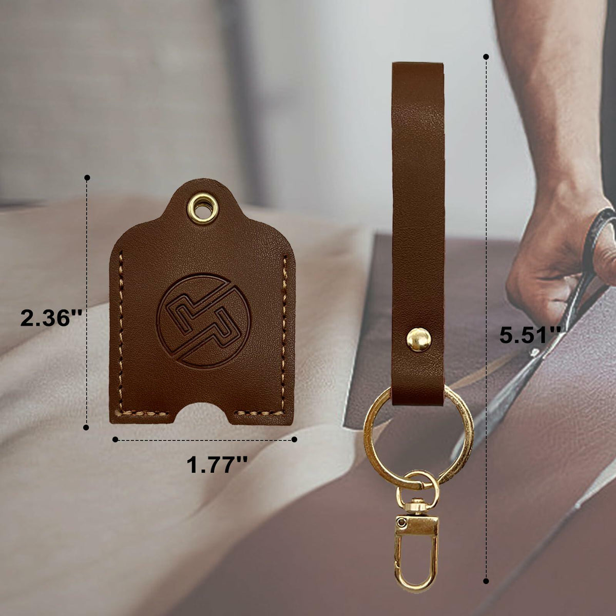 KARENSKEYS Handmade Leather Car Key Cover Sleeve with Keychain Loop
