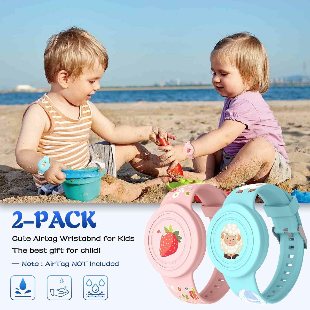 Kids AirTag Bracelet Waterproof Silicone Hidden Tracker Band Sheep Strawberry
