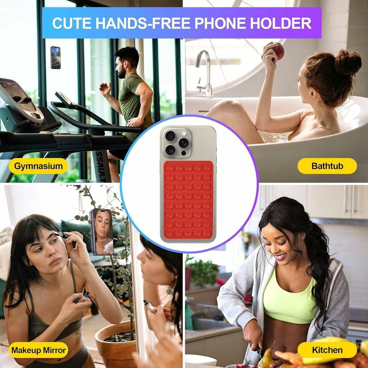 YZLELEQ Silicone Suction Phone Holder Double-Sided Mount Pink iPhone Android