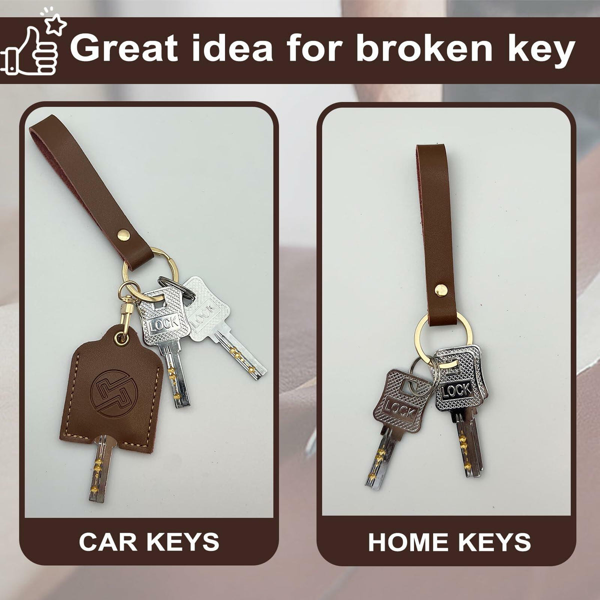 KARENSKEYS Handmade Leather Car Key Cover Sleeve with Keychain Loop