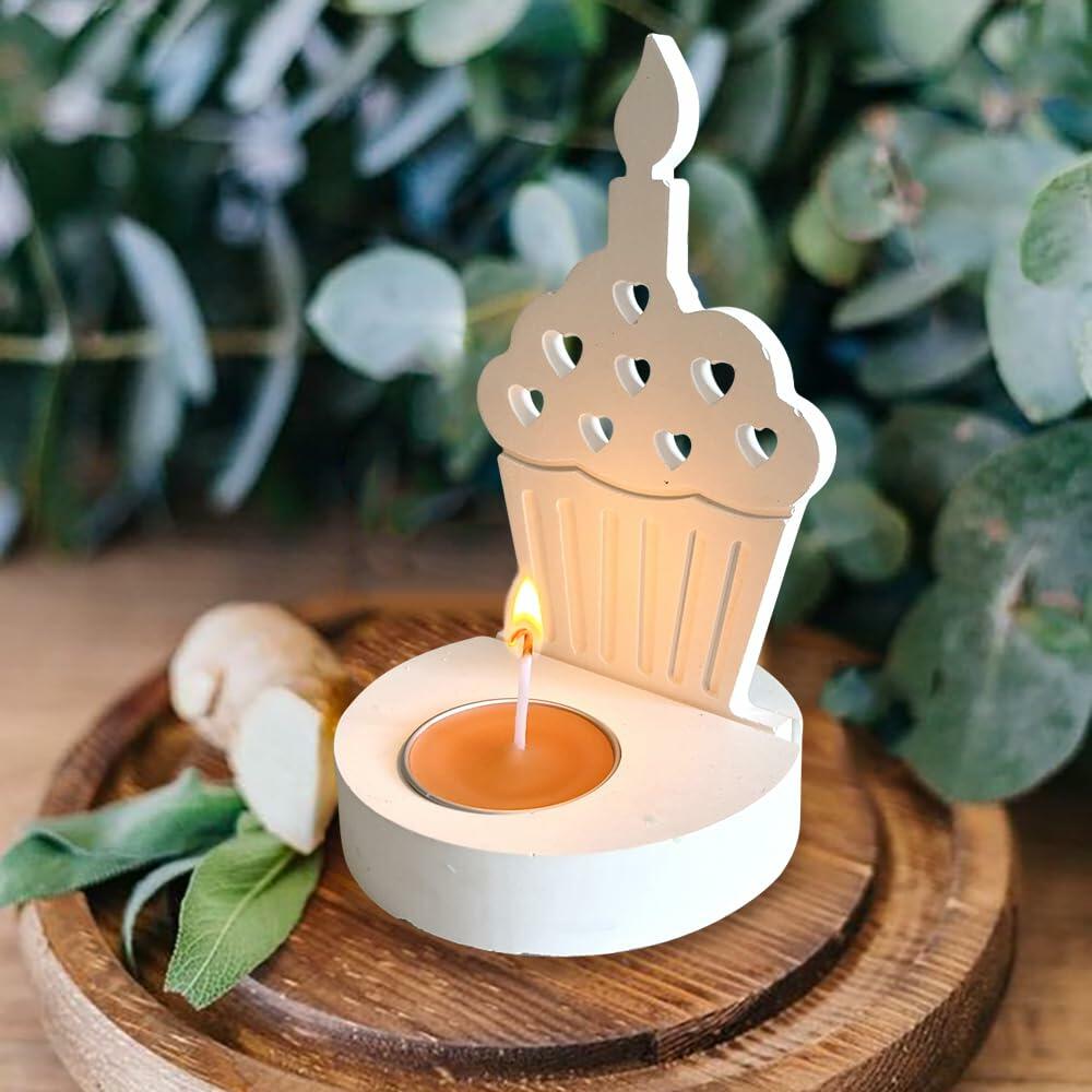 DIY Heart Cake Tea Light Candle Holder Silicone Mold for Resin Craft