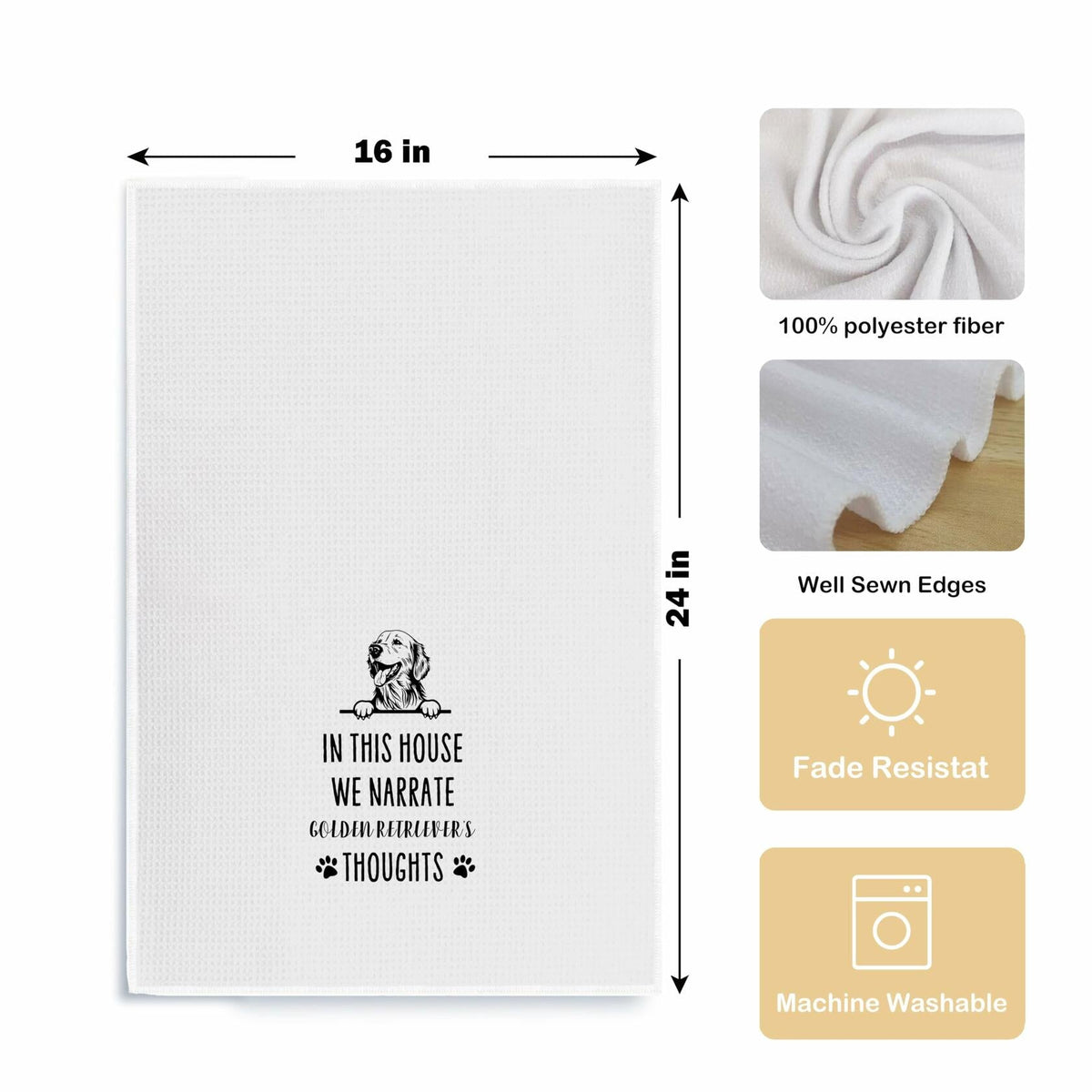 Qpenm Golden Retriever Kitchen Dish Towels - Golden Dog Lovers Hand Tea Towel 16