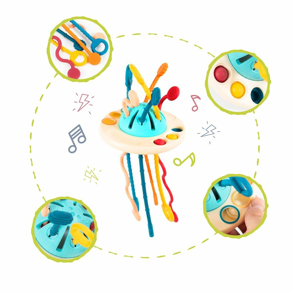 Kirro Montessori Pull String Baby Toy – Silicone, 18+ Months