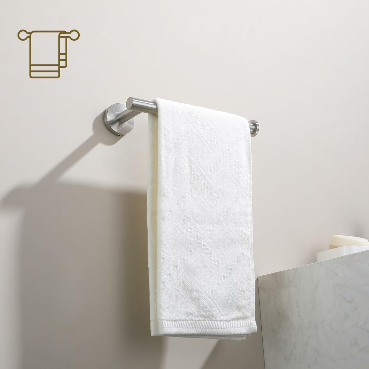 TASTOS Hand Towel Holder Brushed Gold Stainless Steel Wall Mounted 9in