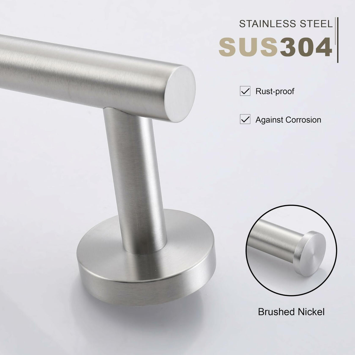 TASTOS Hand Towel Holder Brushed Gold Stainless Steel Wall Mounted 9in