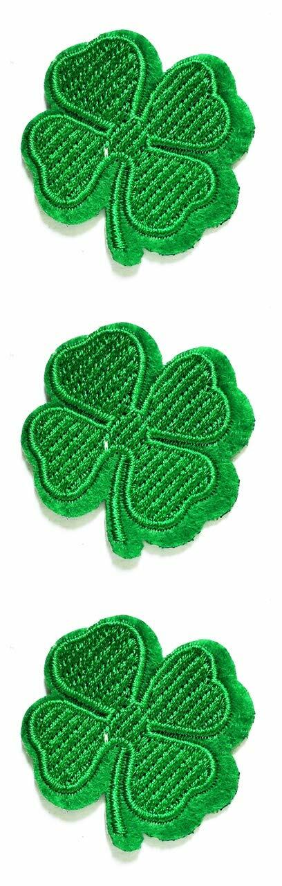 Set of 3 Lucky Leaf Clover Embroidery Patches – Iron-On/Sew-On Applique