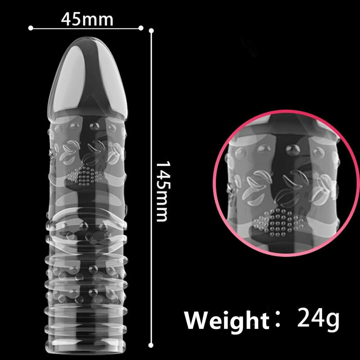 4PCS Threaded Male Condoms Transparent Fine Ring Extended Sleeve Adult