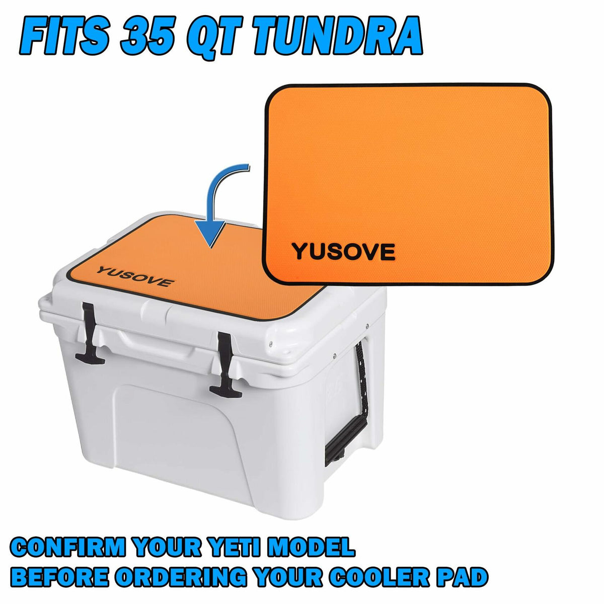 YUSOVE EVA Cooler Pad Mat for Tundra 35, Seadek Style, 3M Adhesive (Orange)