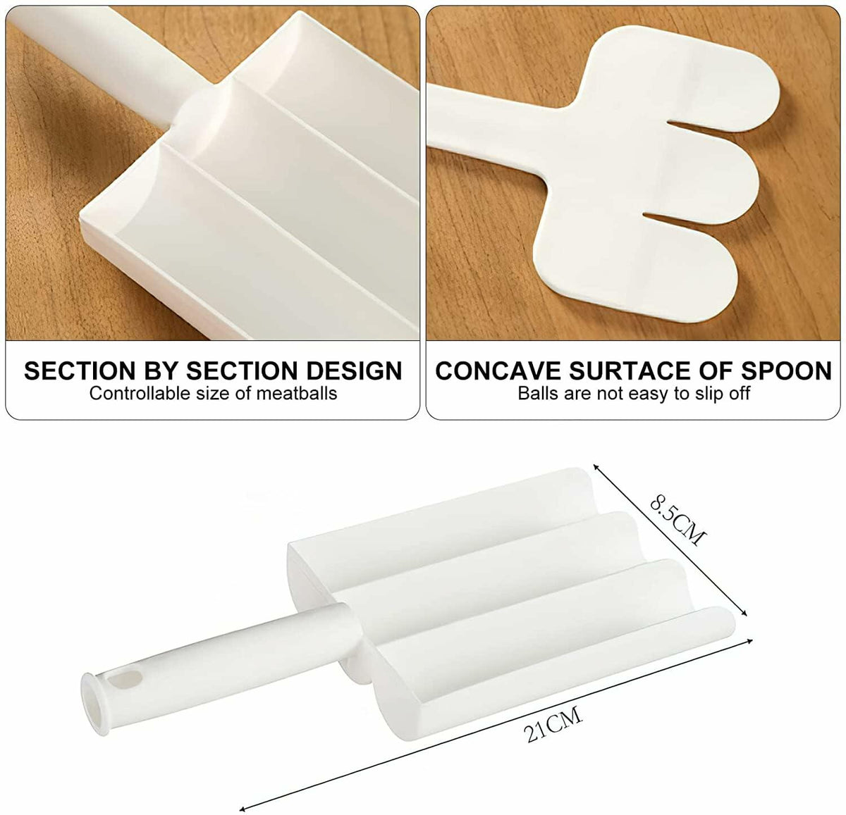 White Triple Meatball Maker Scoop Non-Stick Kitchen Fruit & Vegetable Tools
