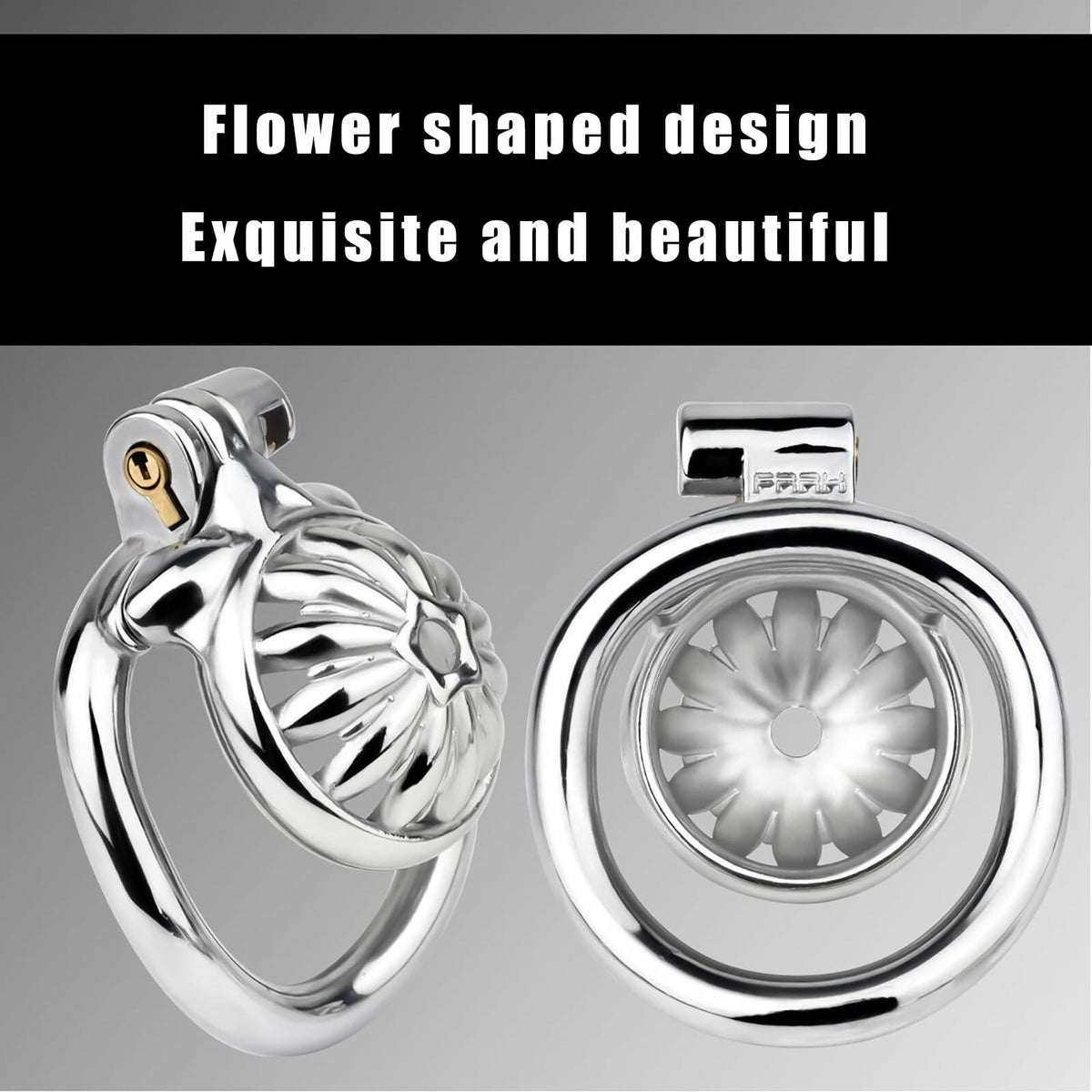 Lelisex Stainless Steel Male Chastity Cage Dark Lock 50mm Ring Adult Toy