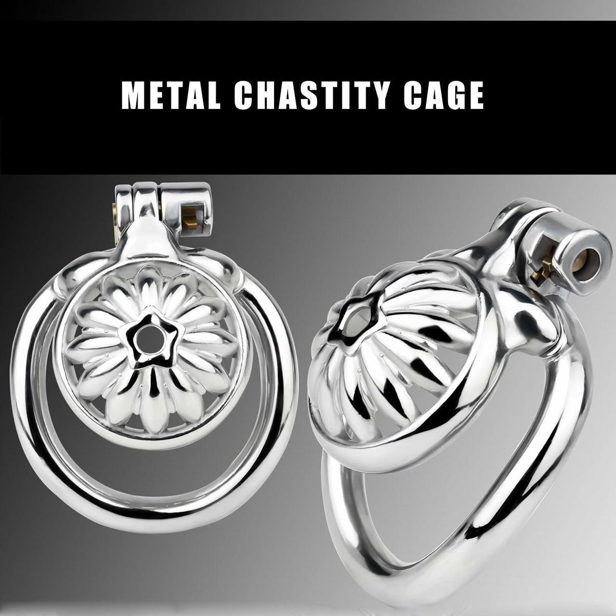 Lelisex Stainless Steel Male Chastity Cage Dark Lock 50mm Ring Adult Toy