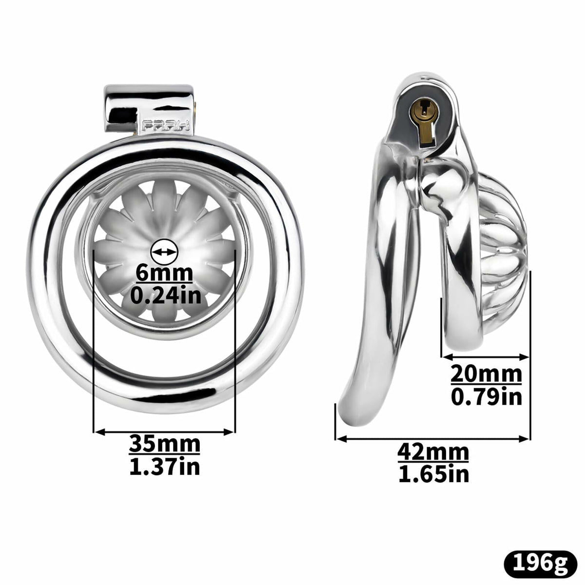 Lelisex Stainless Steel Male Chastity Cage Dark Lock 50mm Ring Adult Toy
