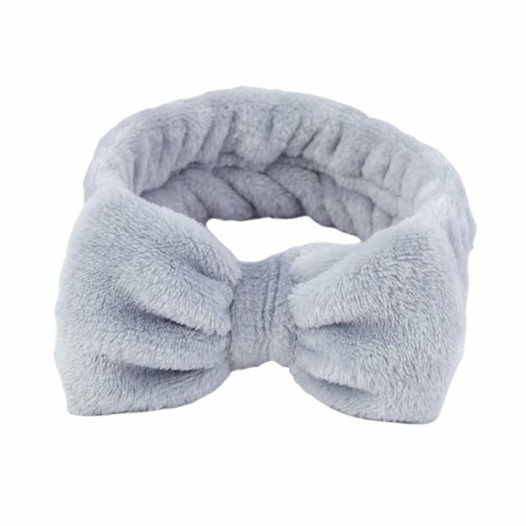 Awenbin Spa Headband Bowknot Misty Gray Reusable Soft Hairband for Face/Yoga