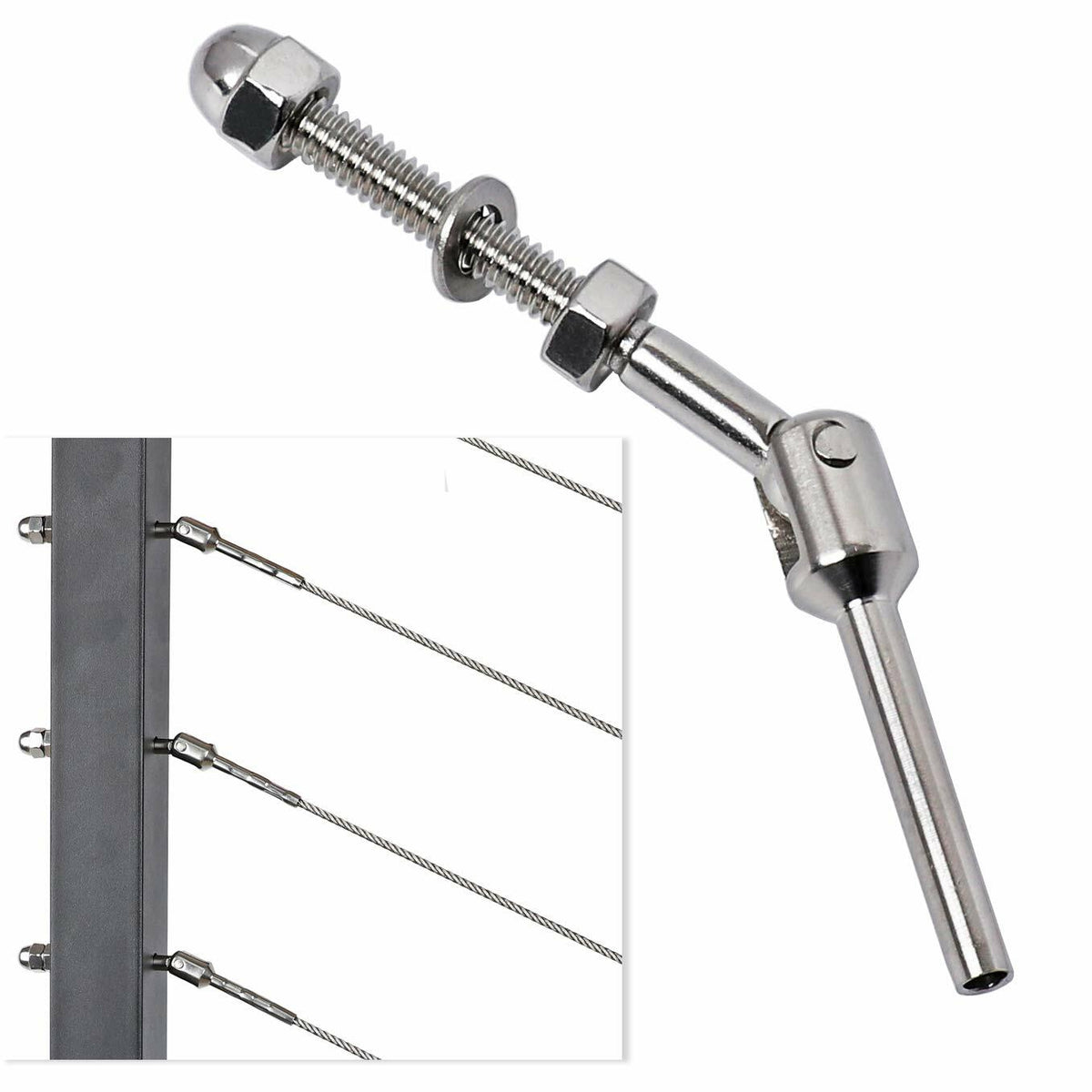 1/8" T316 Stainless Steel Adjustable Cable Railing Kit for 1.5" Metal Post