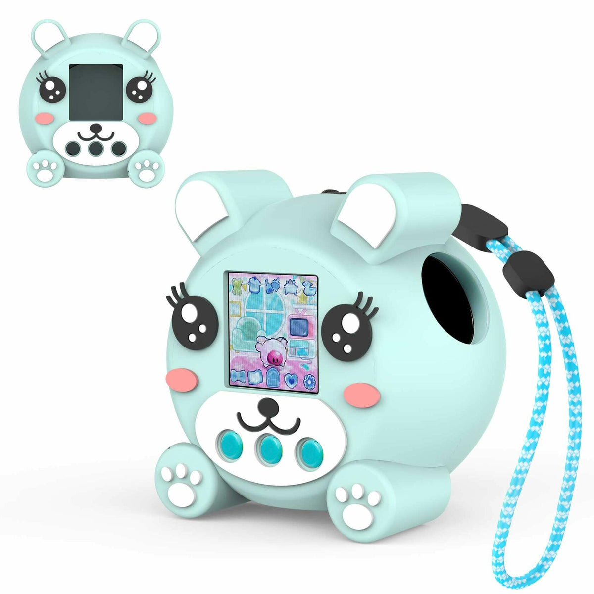 SKRVGOJFG Silicone Case for Punirunes Virtual Pet with Lanyard Blue