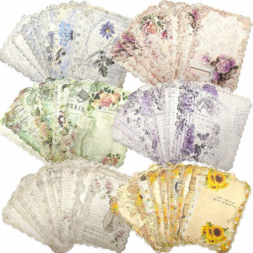 Naszonus Vintage Floral Scrapbook Paper Set 60 Sheets 4.2x6.7 Inch