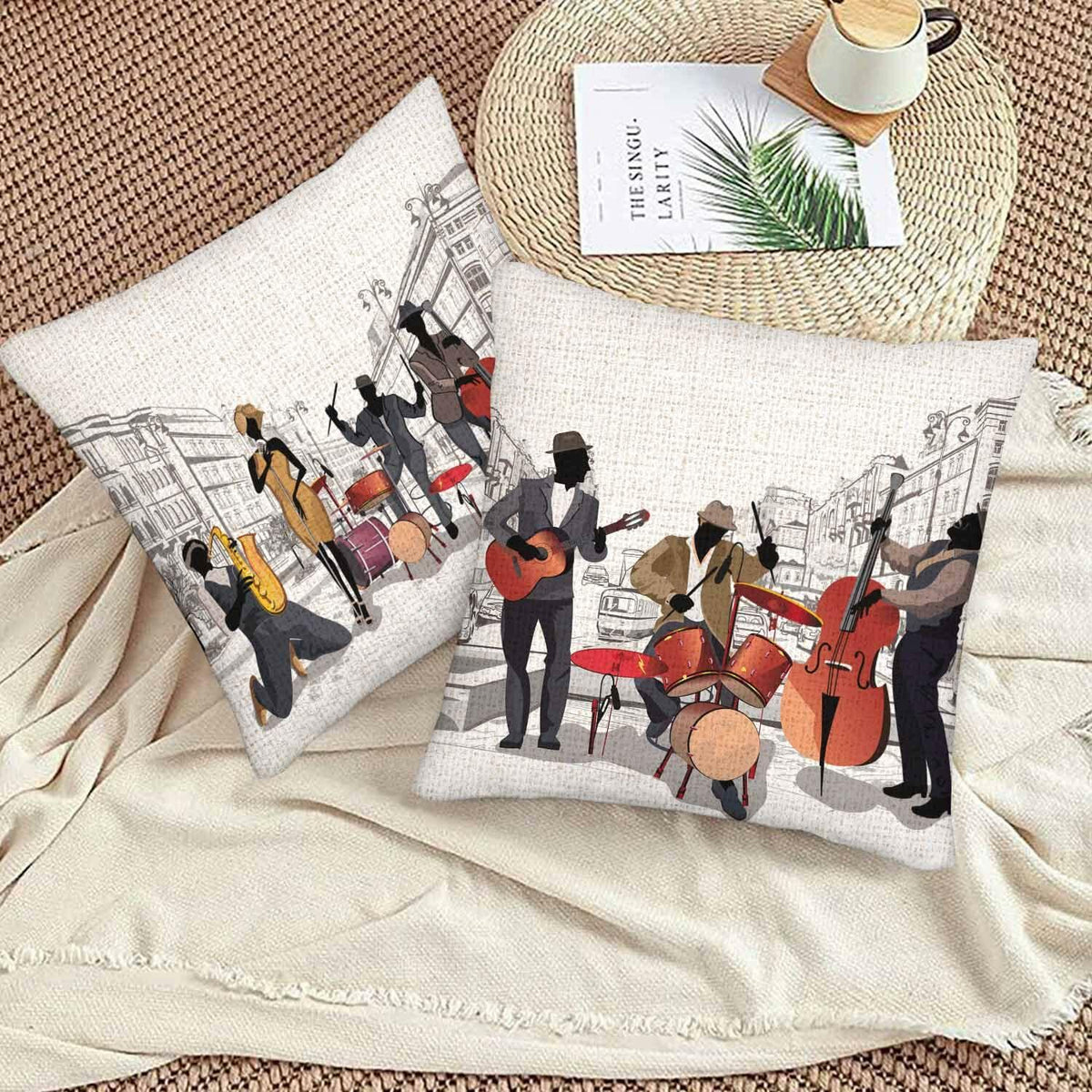 Boqpolu Movie Music Theme Pillow Covers Set of 2 18x18 Inch Multi-0006