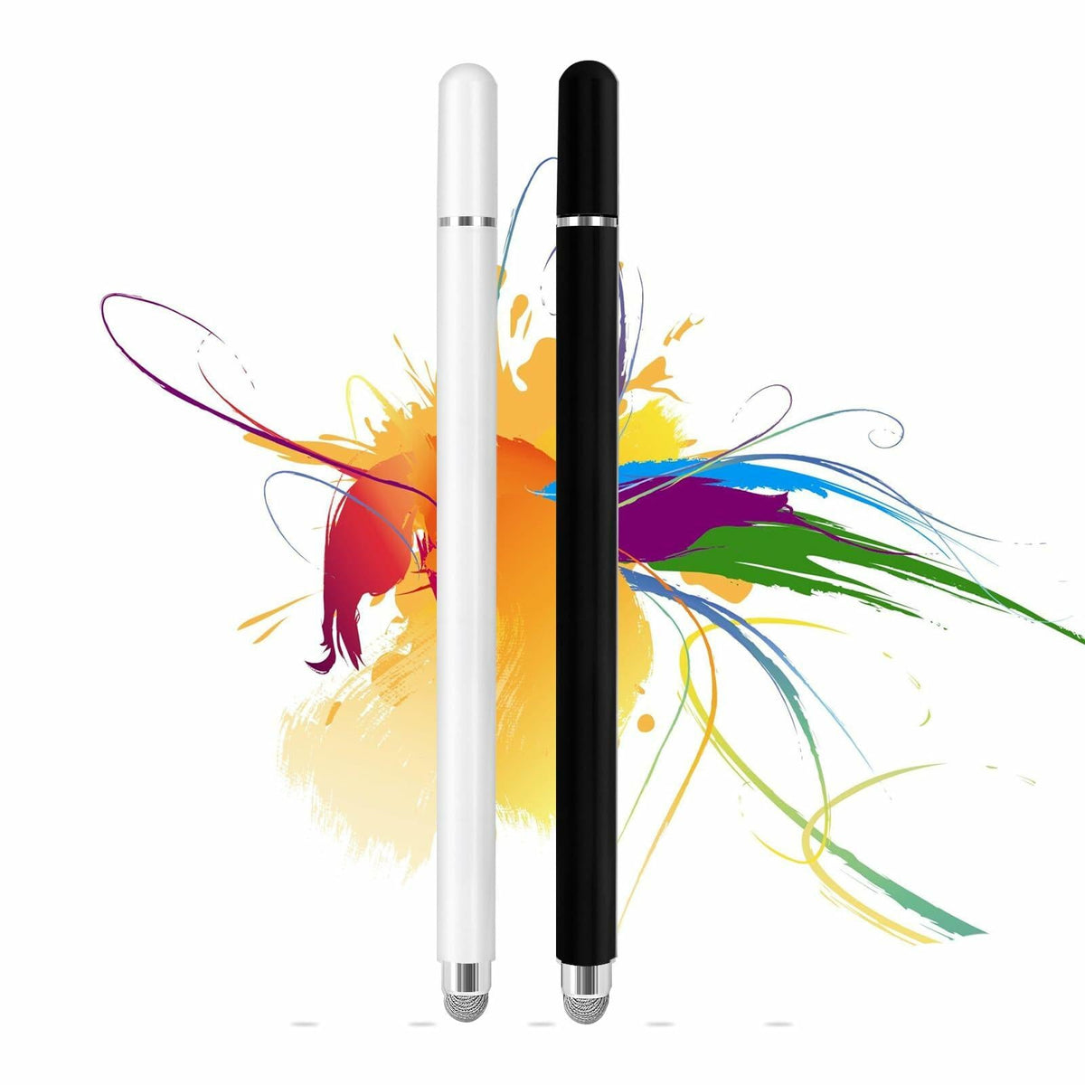 KRSABO 2-in-1 Capacitive Touch Screen Stylus Pen 2 Pack Black White Aluminum