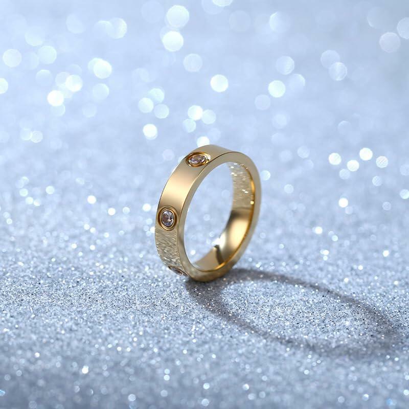 YNAAIAA 18K Gold Stainless Steel CZ Promise Ring for Women Size 9