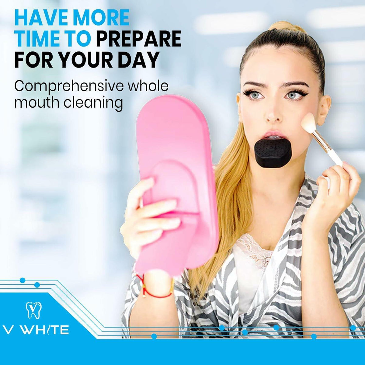 VWHITE U Shaped Replacement Head Ultrasonic Toothbrush White Adult Soft Silicone
